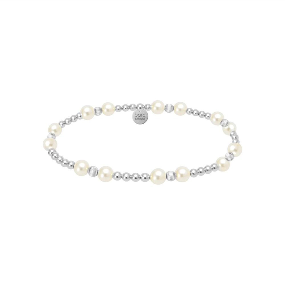 NEW BARA BOHEME women's kimberly beaded bracelet with pearls in silver